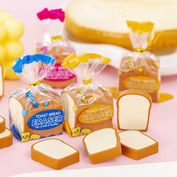 4 pcs Bread Loaf Erasers | 3 colors option | Back to school | Kawaii stationery gift | Food lovers gift | Cute Food Eraser For kids