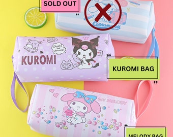 Kawaii Pink Bunny Pencil Case with Zipper - Cute Rabbit Character Pouch - Anime Stationery Gift for Girls Back to School Supplies