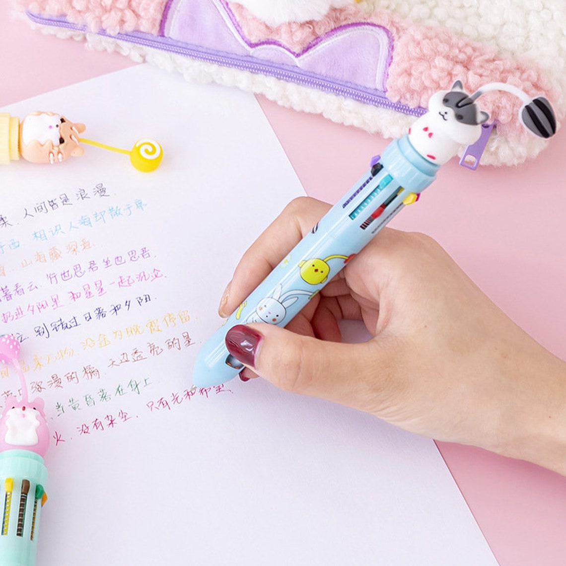 Cute Animal Pen | Multiple Color Ink Pen | Rabbit Raccoon, Hamster ...
