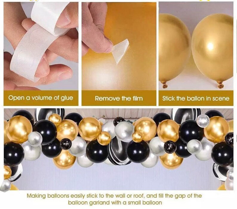 Balloon Tassels Large Gold Black Metallic Garland main image 1