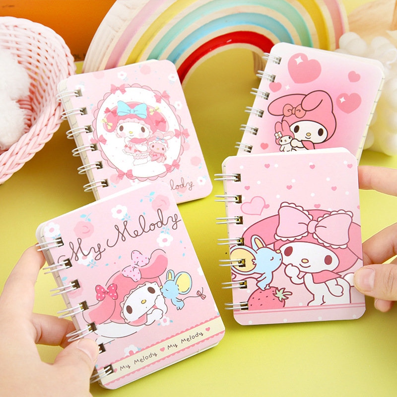 4 Mini Notebooks Set - Kawaii Kuromi, My Melody, and Cinnamoroll