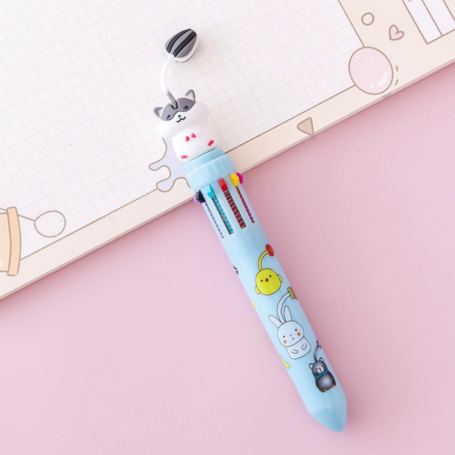 Cute Animal Pen | Multiple Color Ink Pen | Rabbit Raccoon, Hamster ...
