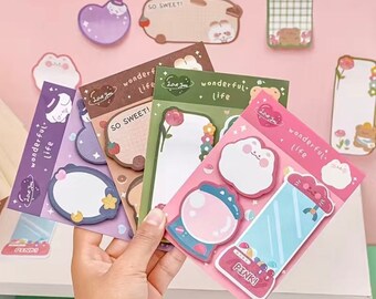 Cute Cartoon Animal Sticky Notes | Bear Bunny Sticky Notes | Note Pad | School Supplies | Stationery Sticky Notes | Birthday Gift | Memo