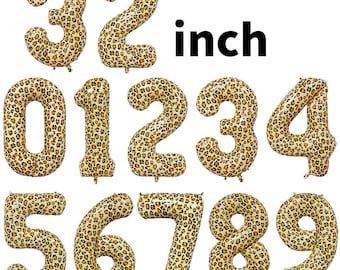 Animal Birthday Theme Number Foil Balloons JUMBO 32 '' for Wild One, Wild two birthday, Leopard, Jaguar Print Balloons | Jungle Balloons