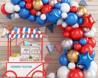 American Balloon Arch | Red, Blue, White Balloon Garland | Baby Showers, Birthday Party Decorations, Independence Day, Welcome Home, Hero