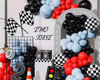 Kit de guirnalda de globos para fiestas de carreras DIY - Longitud personalizada - Guirnalda de globos para fiestas de carreras - Globos de cumpleaños con forma de coche - Decoración con globos para fiestas