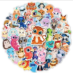 Animal Stickers Pack - 50 pcs - Cartoon Style 1 - Safari Themed Party - Gifts & Birthday Favors - Animal Collection Vinyl Stickers for Kids