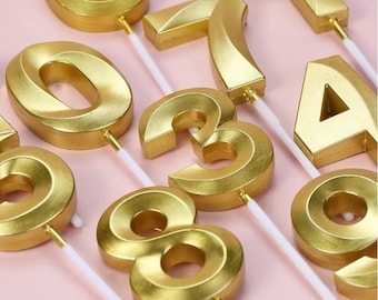 Gold Birthday Number Candle - Gold Twist Happy Birthday Candles - Number Candles - Cake Toppers - Birthday Party Decoration - Party Deco