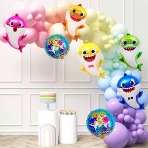 Baby Shark Balloon Pastel Rainbow Garland Kit Custom Length Shark Family Balloon Baby Shark Birthday Balloon Party Balloon Deco image 1