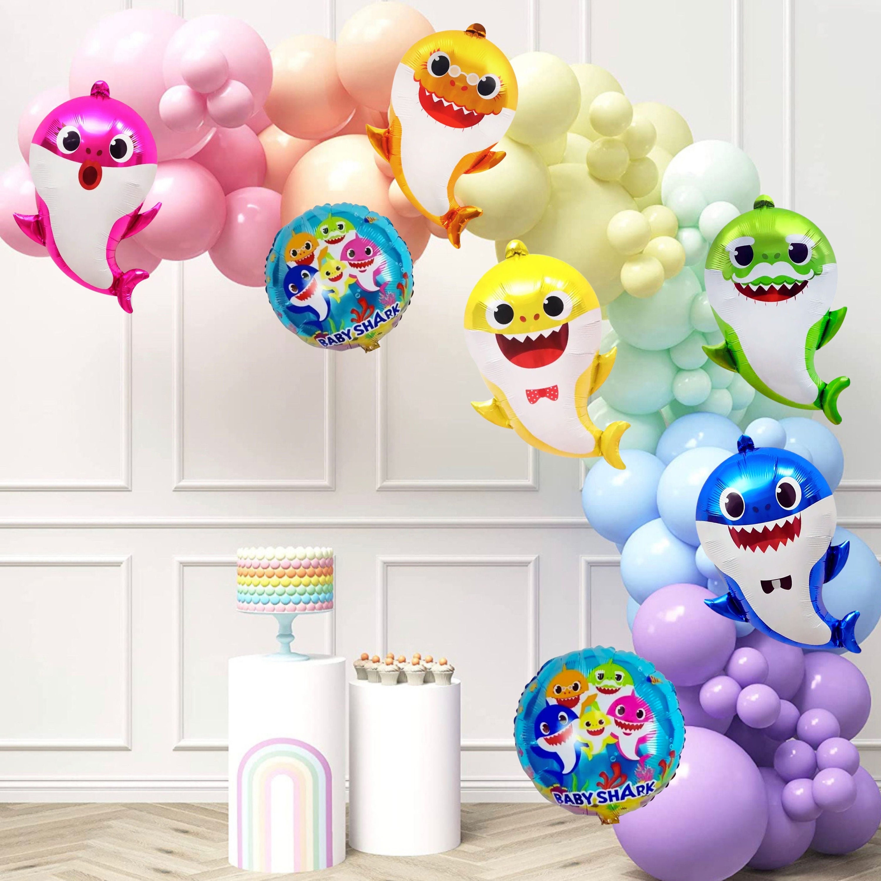 Baby Shark Balloon Pastel Rainbow Garland Kit Custom Length Shark