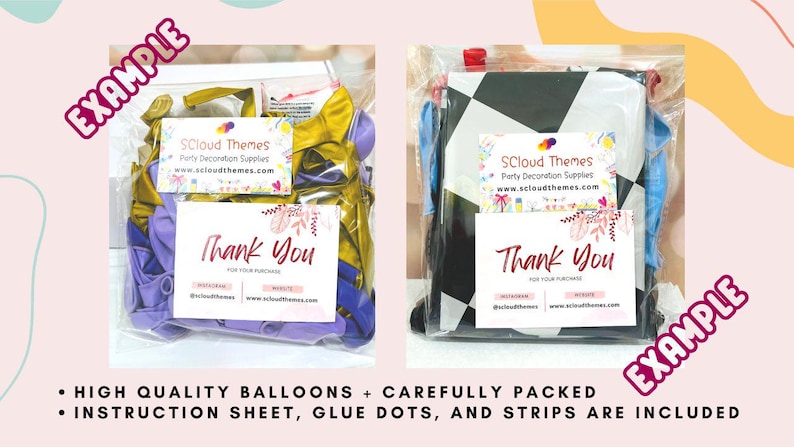 two bags of thank you balloons and a package of thank you balloons