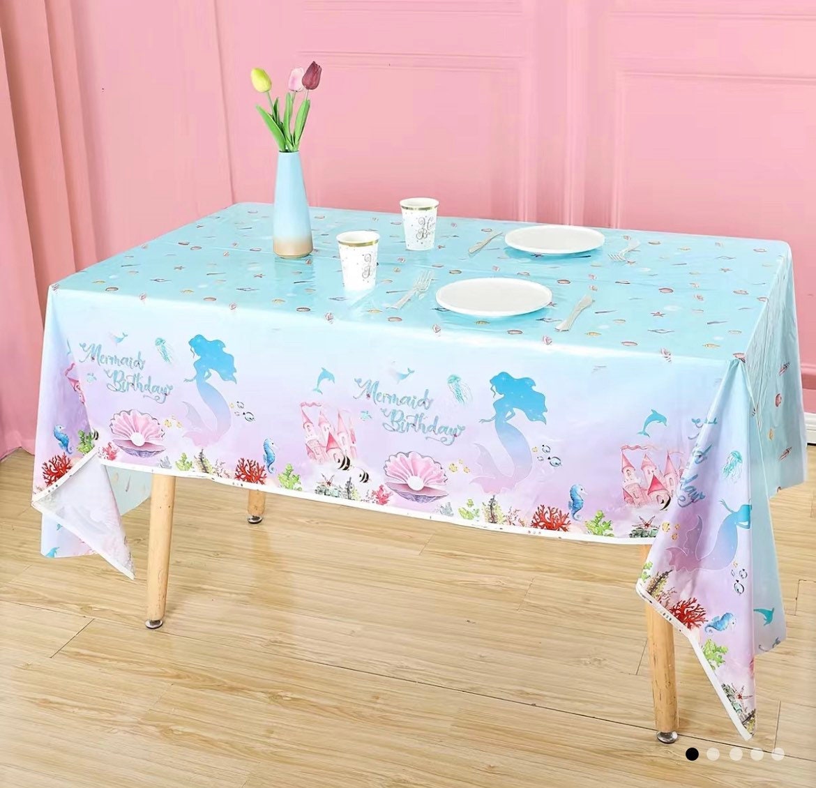 Mermaid Party Theme Disposable Tablecloth Mermaid QUEEN Tablecloth Girl Birthday Deco Mermaid Birthday Decoration Ocean Party