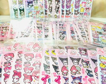 Hoja de pegatinas Kawaii - Lindos personajes de dibujos animados de gatos, conejos y cachorros - Calcomanías para diarios, portátiles y botellas de agua - Regalo de papelería para chicas adolescentes