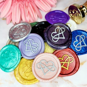 Selos de cera autoadesivos Infinity Heart, selos de convite, selos de cera, adesivos de selo de cera 25 mm