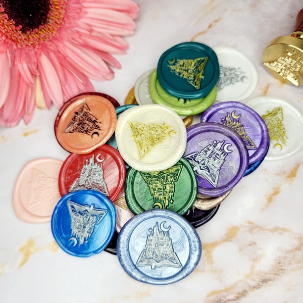 Castle on Book Fairy Tale Self Adhesive Wax Seals, Invitation Seals, Wax Seals, Wax Seal Stickers 25mm