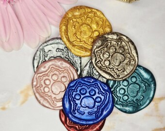 Paw Print Self Adhesive Wax Seals, Cat Dog Invitation Seals, Wax Seals, Wax Seal Stickers 25mm