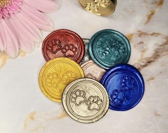 Dog Print Self Adhesive Wax Seals, Paw Print Invitation Seals, Wax Seals, Wax Seal Stickers 25mm