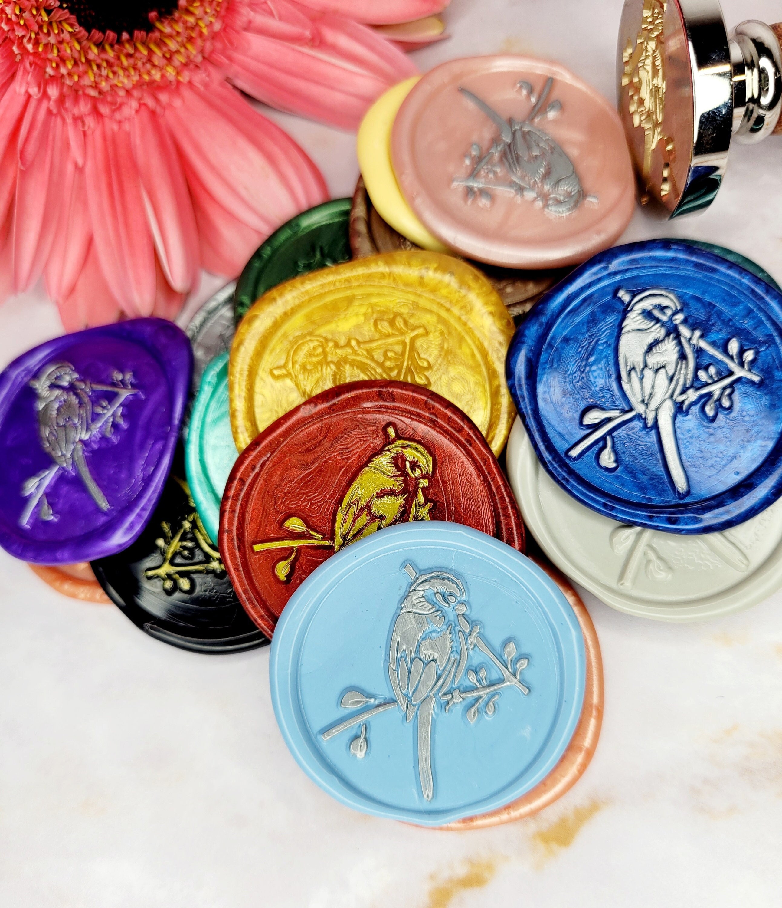 Titmouse Bird Self Adhesive Wax Seals, Invitation Seals, Wax Seals, Wax Seal Stickers 30mm Etsy