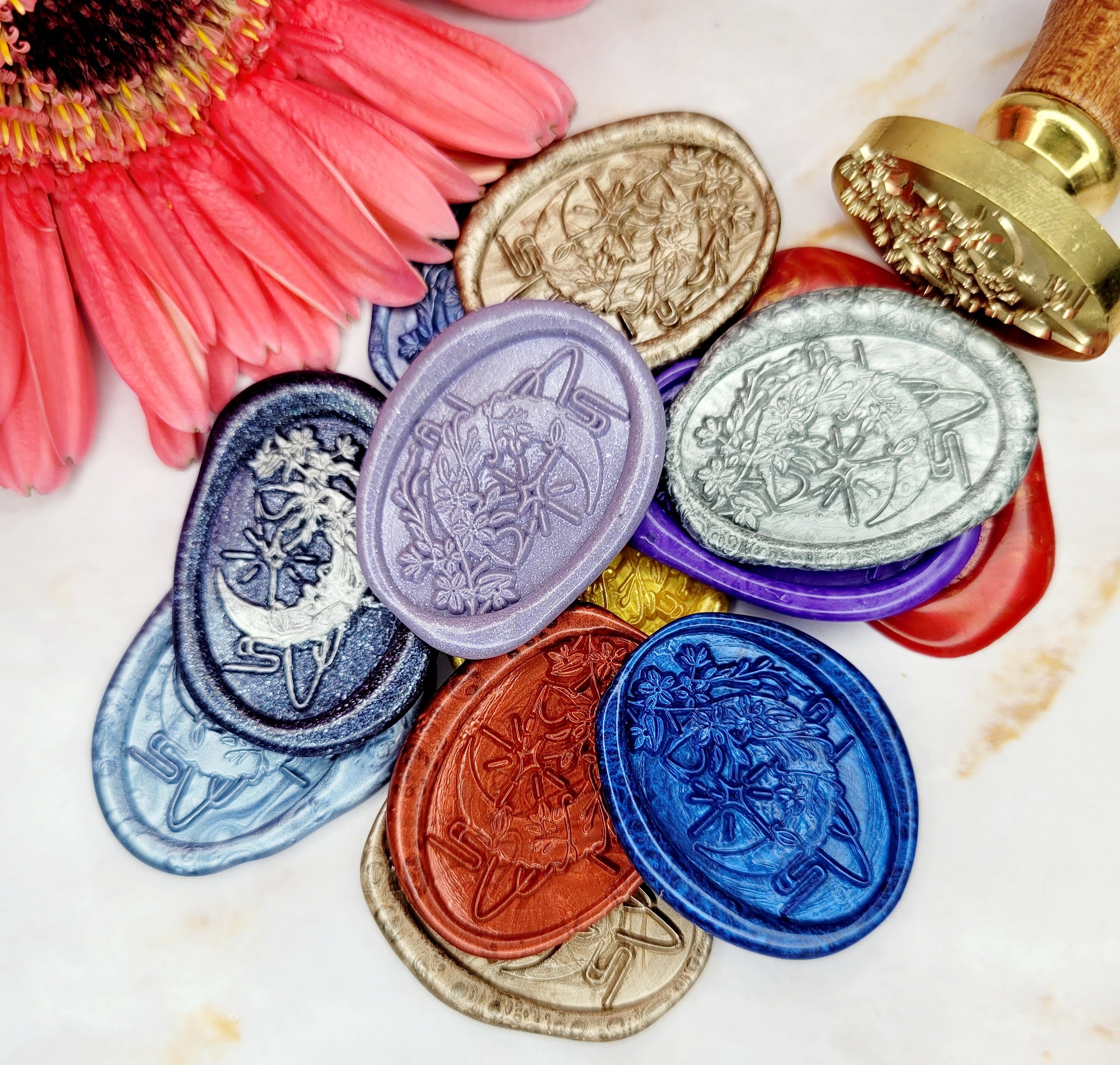 Moon Self Adhesive Wax Seals, Invitation Seals, Wax Seals, Wax Seal Stickers - Oblong