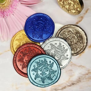 Sun and Moon Self Adhesive Wax Seals, Invitation Seals, Wax Seals, Wax Seal Stickers 30mm
