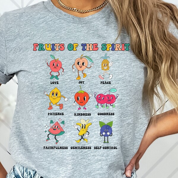 Fruit of the spirit shirt, retro fruit of the spirit, fun fruit, teen Christian gift, groovy christian, faith shirt, happy fruit,bible shirt