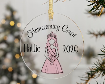 Homecoming Queen, Acrylic court ornament, HOCO, prom, homecoming court, high school, gift for queen, Custom, Customized, Personalized,