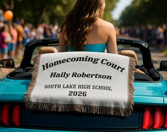Customized Homecoming Court Woven Blanket, School Homecoming Keepsake, Custom Year, Homecoming Queen, Dutchess, Homecoming parade gift, HOCO
