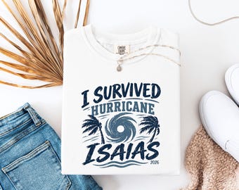 I Survived Hurricane Isaias T-Shirt | Storm Swirl Palm Trees, storm chaser, hurricane party