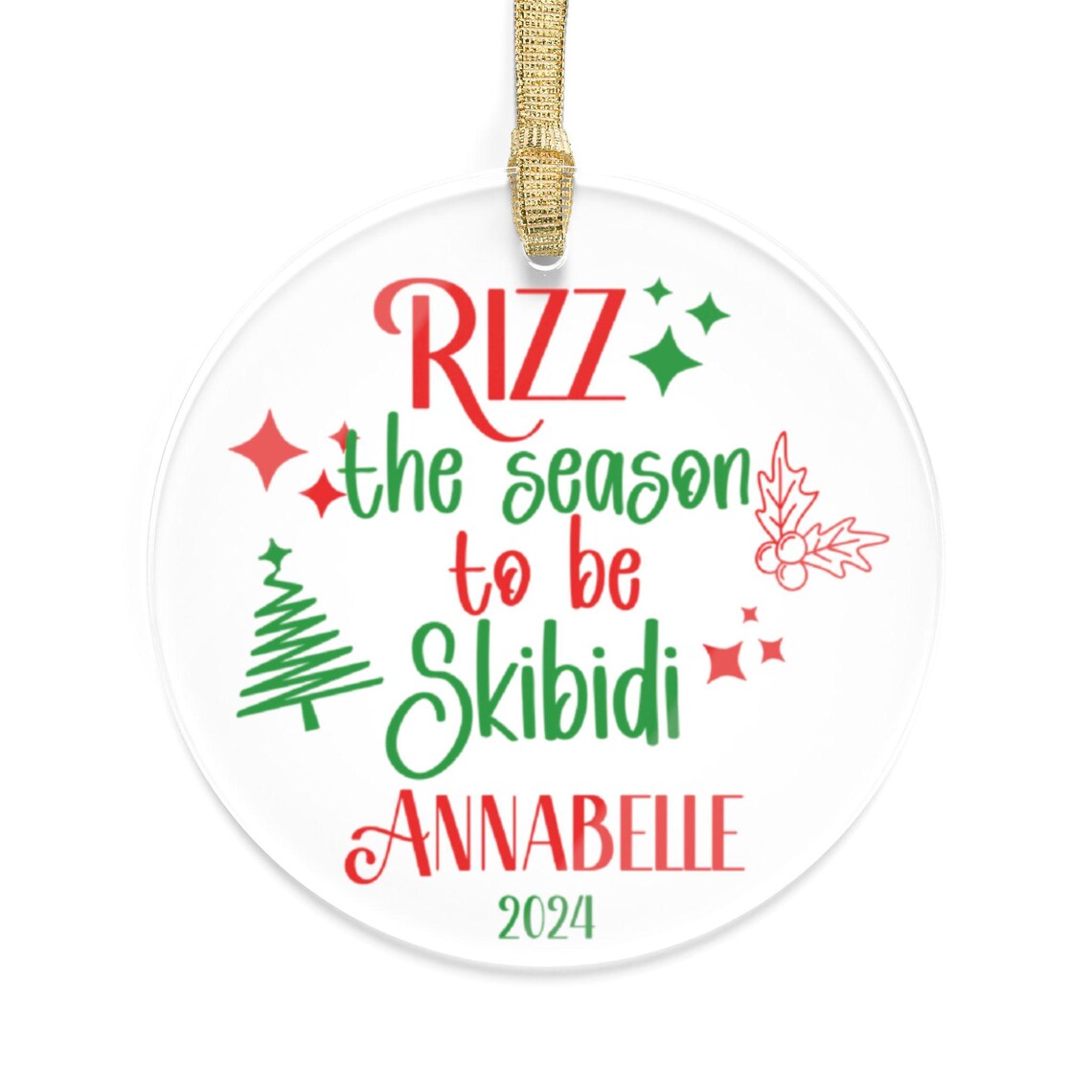 Rizz the Season to Be Skibidi Rizzmas Ornament, Funny, White Elephant ...
