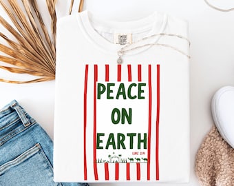 Peace on Earth Luke 2  Shirt, Christian Christmas Shirt, Religious Christmas Tee, Jesus Christmas Sweatshirt, Faith , Nativity