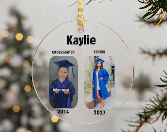 Customized Name and Year Graduation Photo Acrylic Ornament | Kindergarten to Senior Keepsake Preschool, VPK, graduation gift