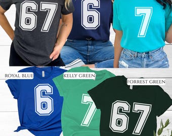 6 7 funny Halloween costume, teacher T-shirt, six seven Tiktok trend, Meme shirt, group shirt, couples costume, teen, tween, many colors, 67