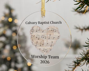 Sheet Music Customized Worship Team gift, 2026 Acrylic Ornament | Church Music Keepsake, Church choir, gift for Christian, worship leader