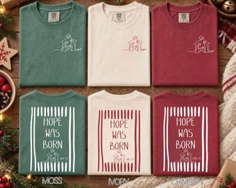 Hope Was Born Shirt, Luke 2:11 Christian Christmas Shirt, Religious Christmas Tee, Jesus Christmas Sweatshirt, Faith Holiday Shirt, Nativity