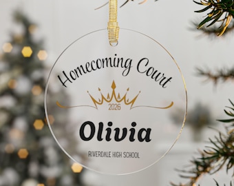 Homecoming Court, Acrylic, Queen ornament, HOCO, prom, homecoming court, high school, gift for queen, Custom, Customized, Personalized, HOCO