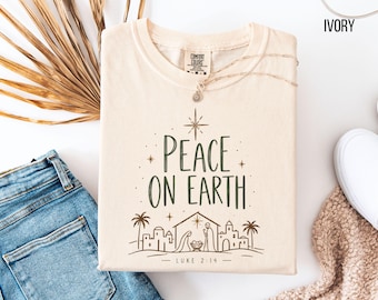 Peace on Earth Luke 2  Shirt, Christian Christmas Shirt, Religious Christmas Tee, Jesus Christmas Sweatshirt, Faith , Nativity