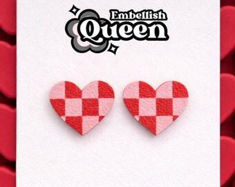 Valentine Heart Stud Earrings – Pink & Red Love Studs, Lightweight Valentine Gift for Her