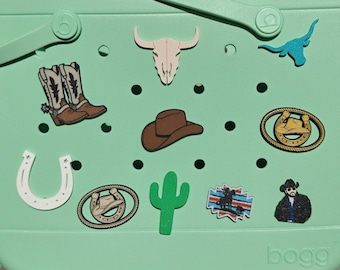 Southwest Western Bogg Bag Charm – Cactus, Cowboy Boots & Desert Style Bag Hole Charm, Handmade Bogg-Style Bag Accessory