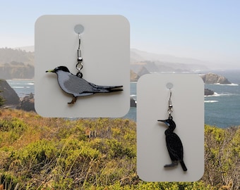 Seabird Earring Gifts for Brandt’s Cormorant Earrings & California Least Tern Earrings