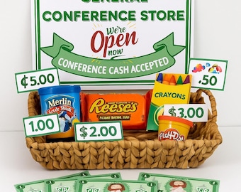 General Conference Store Kit: Cash, Price Tags, & Open Sign (Printable)