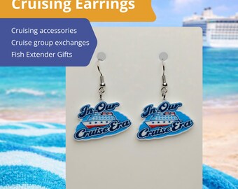 Cruise Era Earrings Fish Extender Gift | Cruise Ship Dangle Earrings | Vacation Jewelry