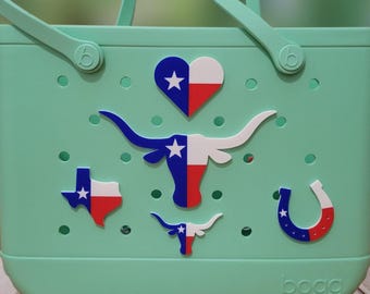Texas Flag Bogg Bag Charms – Western Bag Hole Charm, Cute Country Bag Accessory, Handmade Bogg-Style Bag Decor
