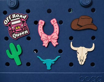 Country Western Bogg Bag Charms – Cowboy & Rodeo Bag Hole Charms, Western Bag Accessory, Handmade Bogg-Style Bag Decor