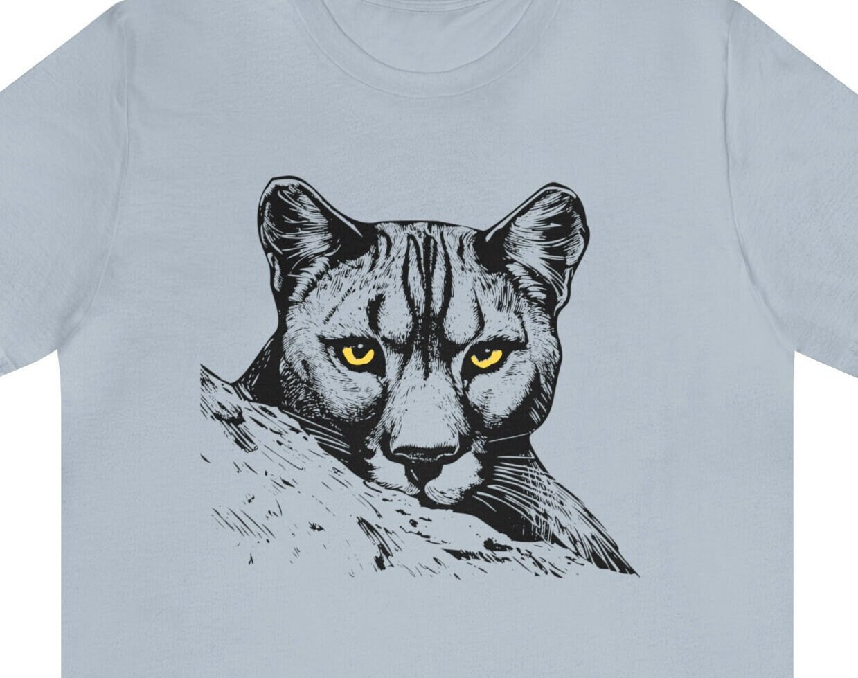 Stunning Cougar T-shirt Big Cat Tee Mountain Lion Shirt Yellow Gold ...