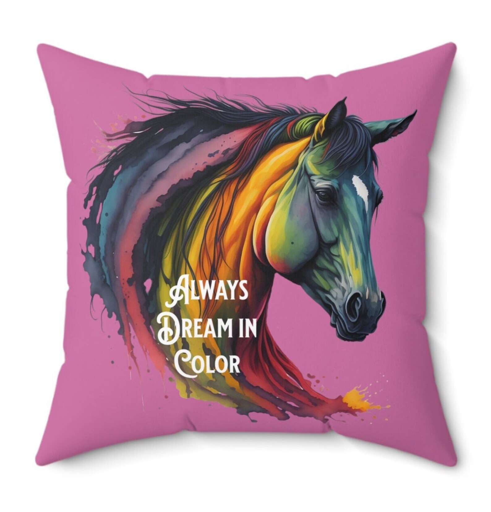 Horse Pillow, Watercolor Horse Pillowalways Dream in Color Spun