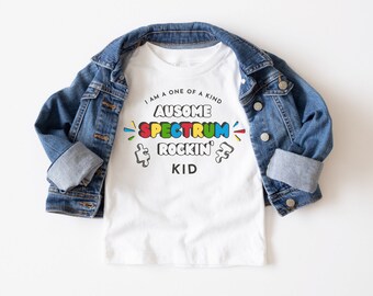 Camisa de autismo para niños, camisa para niños Ausome, camisa familiar coordinadora de autismo, camisa para niños Rockin the Spectrum, orgullo del autismo, camisa para niños con TEA