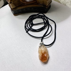 Raw Citrine Necklace – Abundance & Prosperity Healing Crystal Pendant, Solar Plexus Chakra, Manifestation Gift – Smokin Crystals