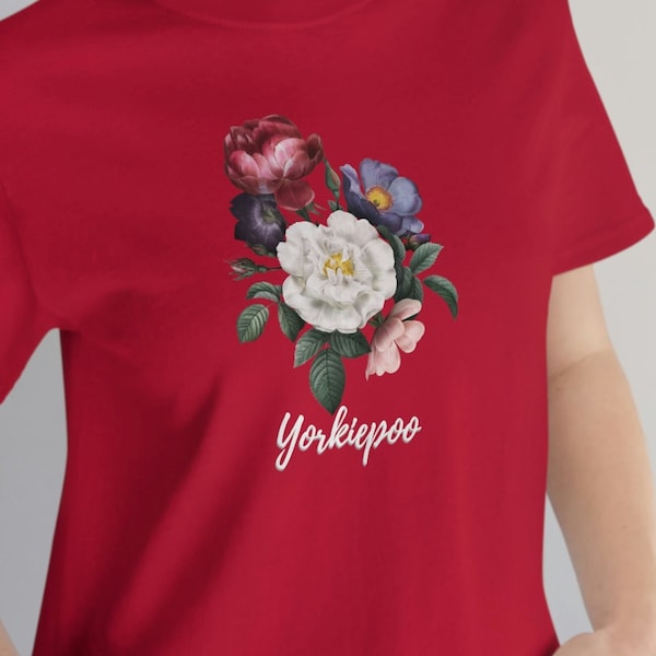 Yorkiepoo T-Shirt With Spring Flowers Dog Tshirt T Shirt Tee Dog Tshirt T Shirt Tee Mom