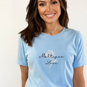 Maltipoo Dog T-Shirt &quot;Love My Maltipoo&quot; With Flower