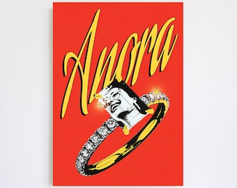 Anora Movie Poster: Retro Typography, Maximalist Room Decor